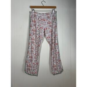 Lake · Medium · Pima Cotton North Pole Print Christmas Pajama Bottoms Green Trim